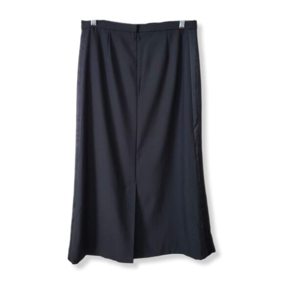 90s Y2K J Crew Black Italian Wool Tuxedo Midi Skirt M Cocktail Elegant Career - Picture 4 of 13